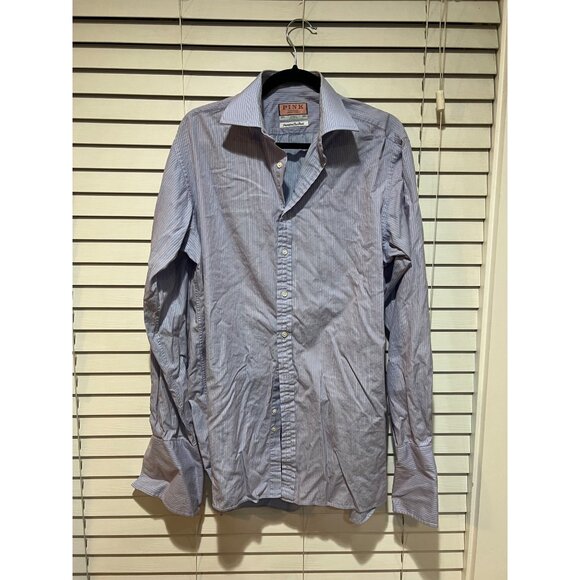 Thomas Pink French Cuff Long Sleeve Button Up Shirt -‎ Size 16.5 - Picture 1 of 4